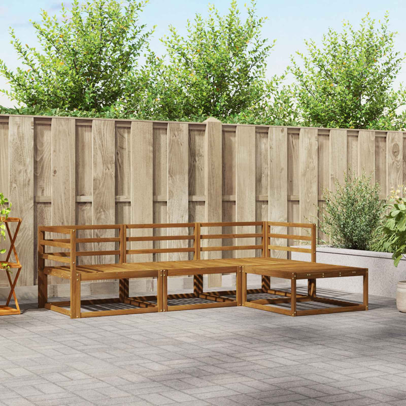 245.5 cm W Solid Wood Patio Corner Sofa Set