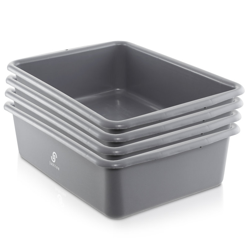 Rebrilliant Polyethylene Plastic Storage Tub & Tote, Gris, (Set of 4) 6" H x 20" W x 16" D