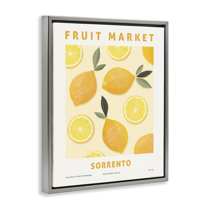 «Fruit Market Lemons», art mural encadré flottant par Reinders, Cadre flottant gris lustré, H 31 po x l 25 po