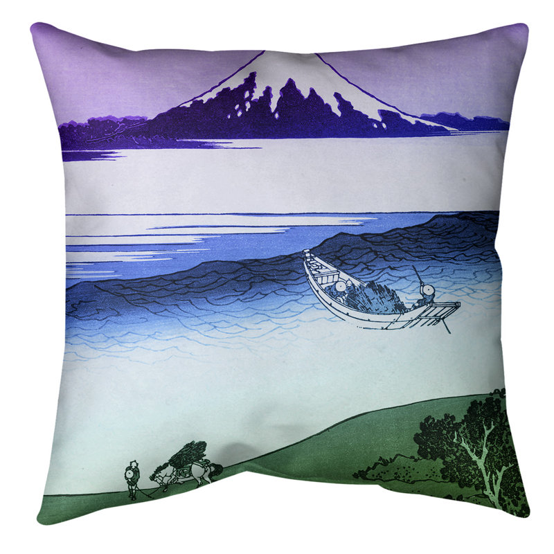 Coussin de sol de la rivière Tama à Musashi, 30 po x 30 po, Mauve/vert