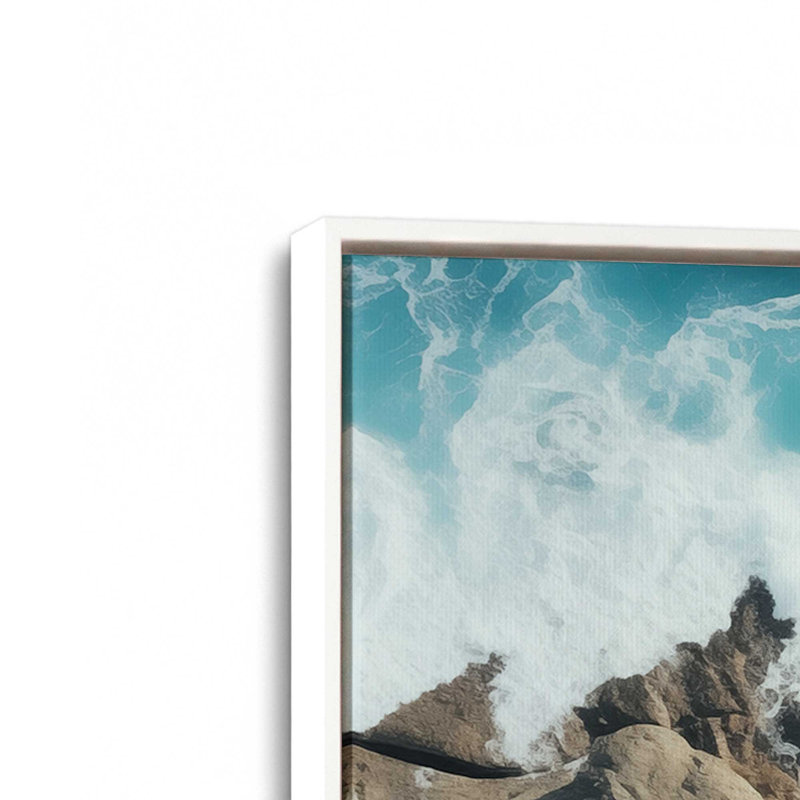Sapphire Seaside Dance, Cadre flottant blanc opaque, H 34 po x l 34 po x P 1,75 po
