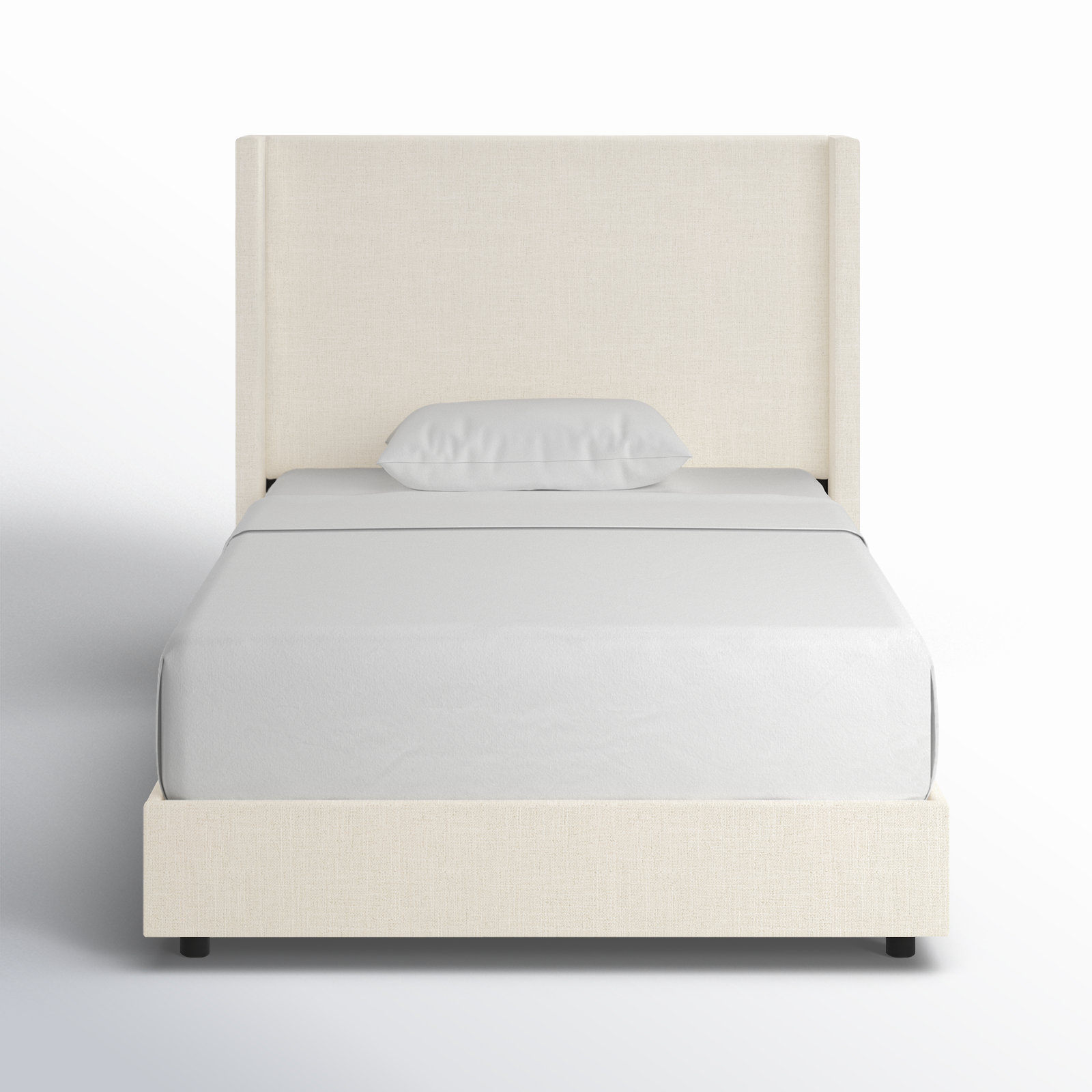 Hanson Linen Upholstered Wingback Bed, Twin, Classic Talc Linen