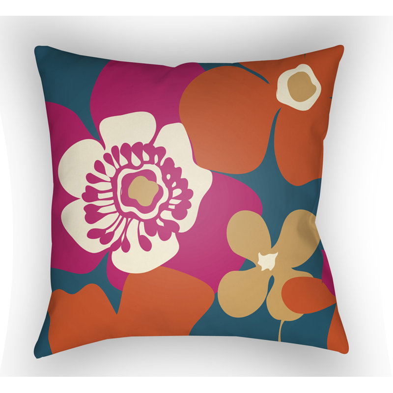 Moderne Floral Throw Pillow, 18" H x 18" W x 4" D, Pink