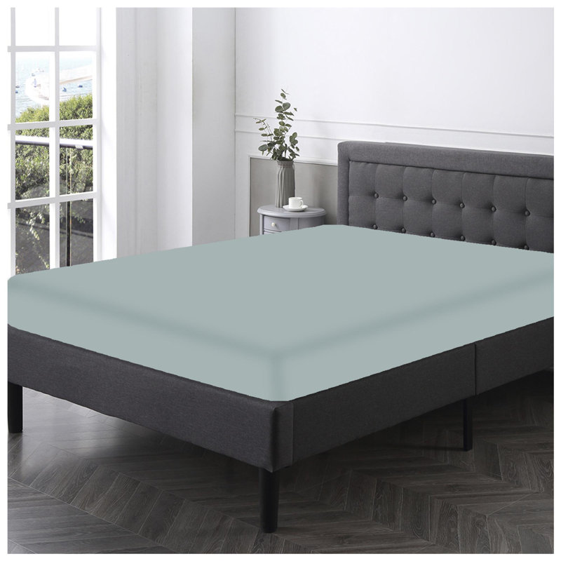 Diamond Cotton Blend Fitted Sheet, Super King, Duck Egg