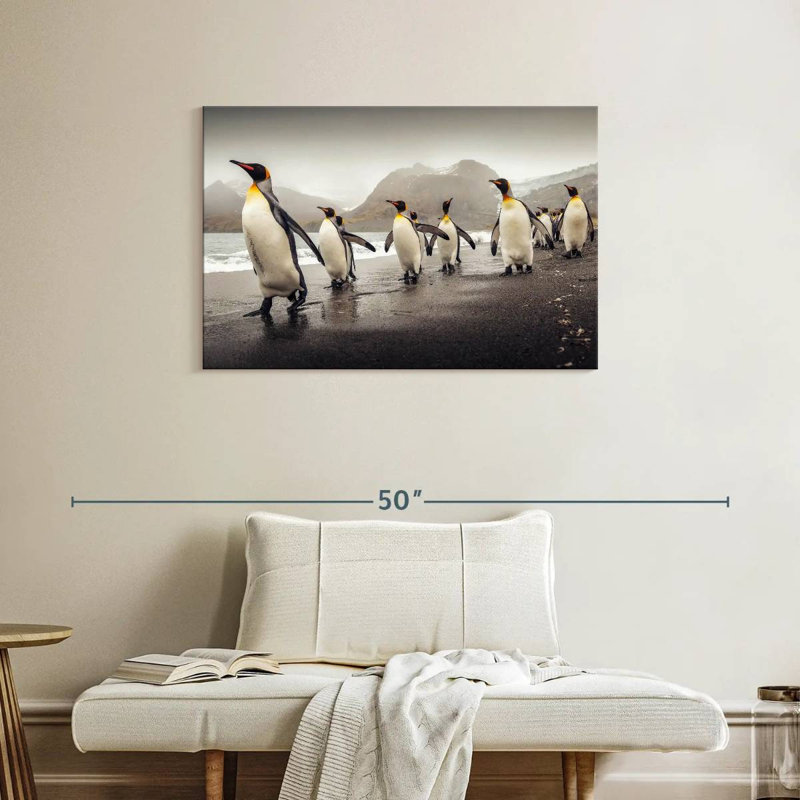 Brampt Penguins Along The Beach, 24" H x 36" W