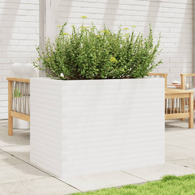 3 Wood Planter, White, 68.5cm H x 90cm W x 60cm D