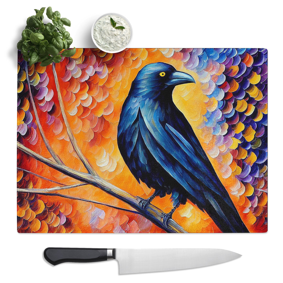 Crow Bird Painting Vol.4 Abstract  Glass Chopping Board