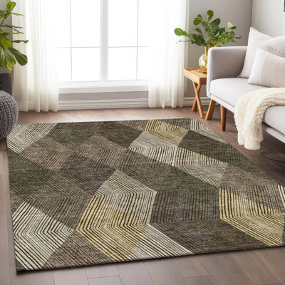 Premium Machine Washable Prisco Brown Rug