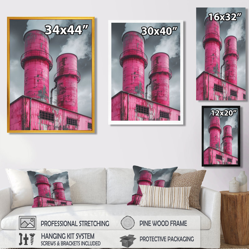Décoration murale monochrome électrique Dreams Power Plant I - Centrales électriques, Cadre simple blanc, H 24 po x l 32 po