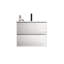 Meuble-lavabo de salle de bain blanc brillant 24 po - style moderne avec lavabo en céramique et tiroirs de rangement spacieux et silencieux-1246013480