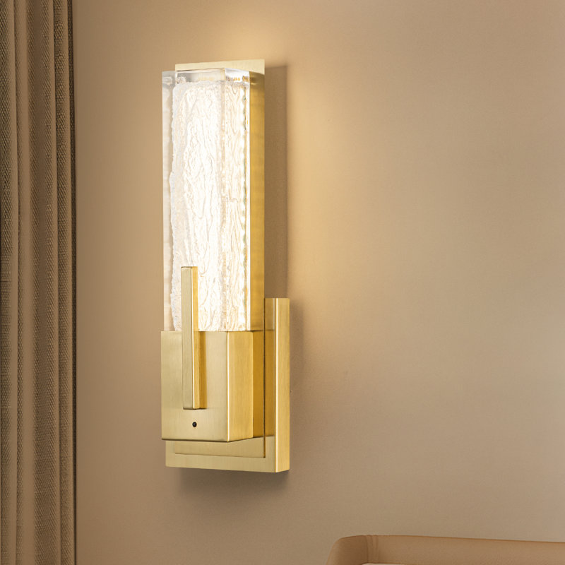 Dimmable Wall Light Flush Mount Led Wall Sconce Crystal Wall Lamp, Gold