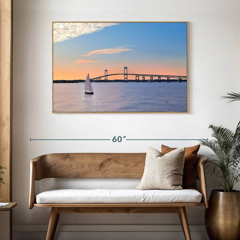 Pont de Newport, Cadre flottant en bois naturel, 46 po x 31 po