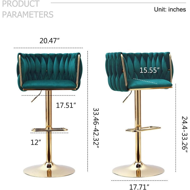 Ensemble de 2 tabourets de bar - Chaise pivotante réglable moderne