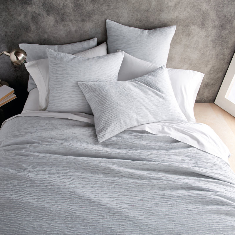Stonewash Matelasse Coverlet Sham, Euro, Gray