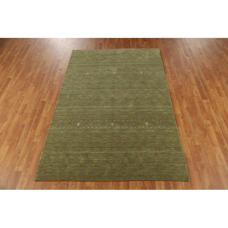 Tapis vert style tribal vert Gabbeh 5 x 8