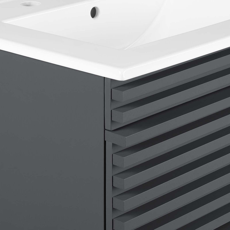 Modway Render 24" Wall-Mount Bathroom Vanity, Gray