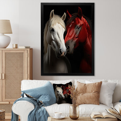 «Kaysin Red and White Horse Dynamic Duo», reproduction sur toile