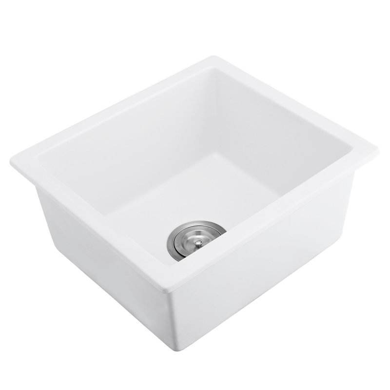18"X16" Quartz Sink - Stain & Built To Withstand Use Includes Grid And Strainer For Practicality 18" L X 16" W Undermount Rust Modern Appearance Look