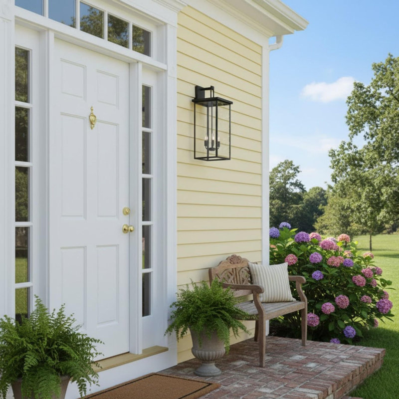 25.6 in. 4-Light Black Outdoor Wall Sconce with Glass Shade, 4 Light, 25.6" H x 9.8" W x 11.2" D