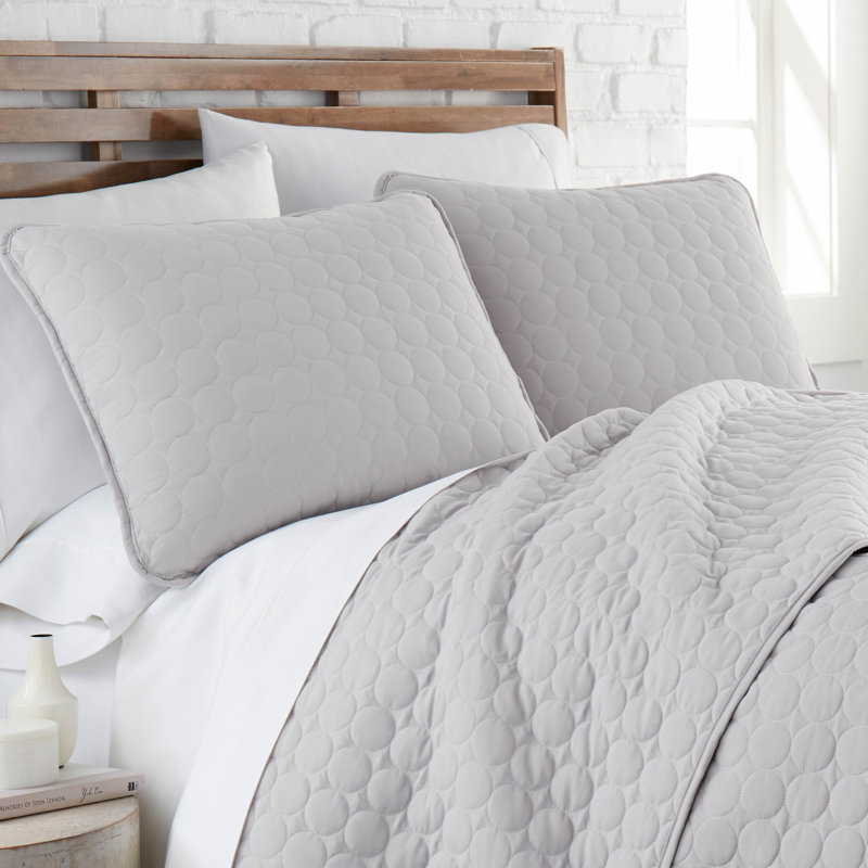 Light Grey Twin Microfiber Quilt Set with Sham