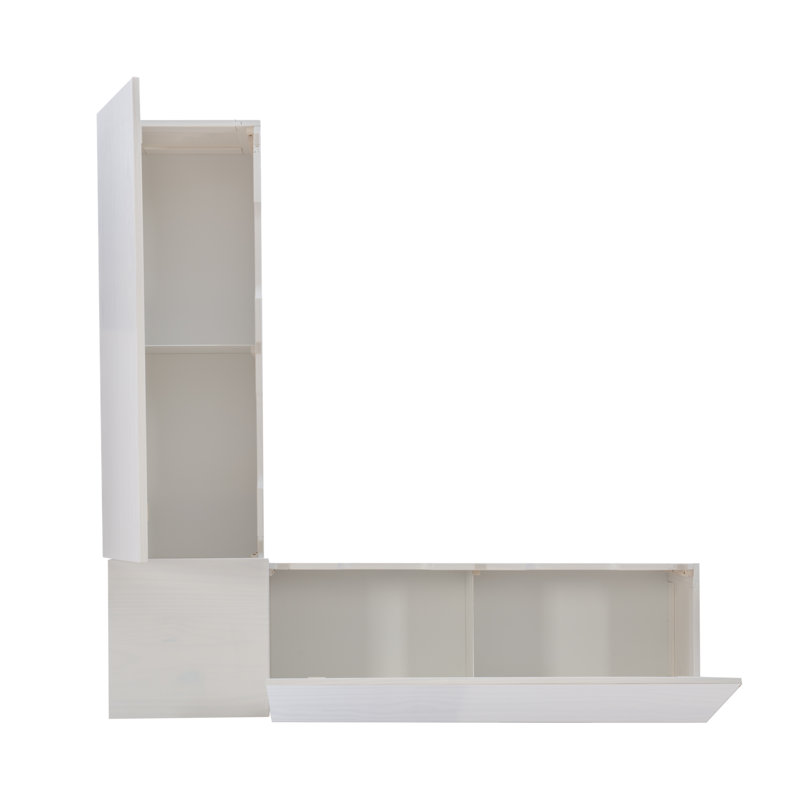 Banc de coin rembourré avec rangement caché Selby, Blanc, Beige