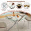 Table de salle à manger ronde 36 "en verre trempé minimaliste transparent avec base en métal, argent-405519706