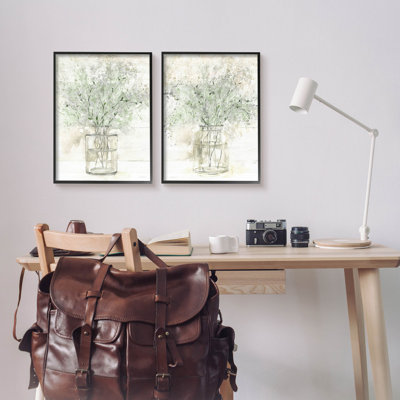 Country Florals Delicate Blooming Bouquet 2 Piece Black Framed Giclee Art Set by Carol Robinson