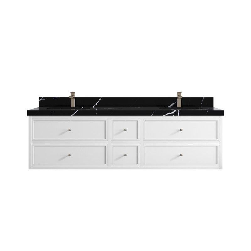 Meuble-lavabo double 72 po Roswell, Noir Calacatta