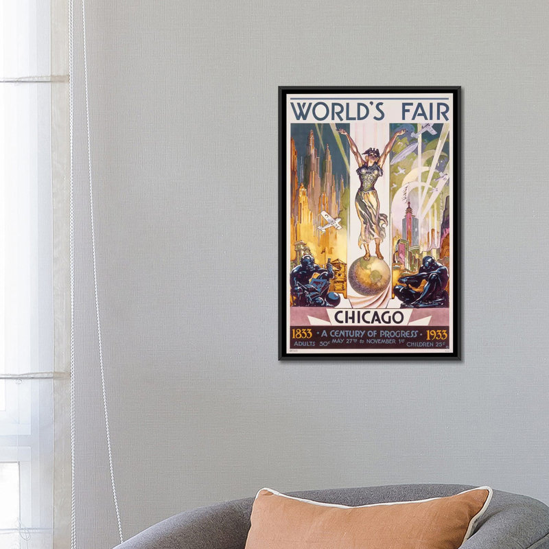 « chicago world fair, 1933 » par glen c. sheffer, impression sur toile tendue, H 26 po x l 18 po x P 1,5 po, Toile tendue