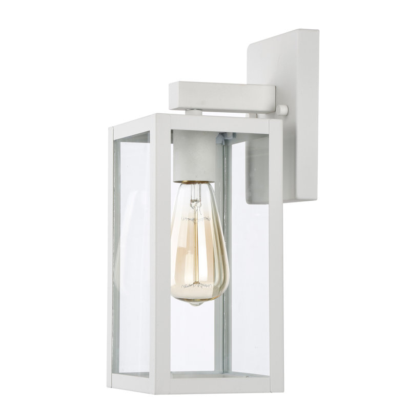 1-Light Outdoor Wall Lantern with Off-white Finish, 13.2" H x 5" W x 6" D, White
