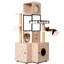 Arbre à chat de 63 po avec bac à litière, coussin lavable, poteaux à griffer de 7 cm d'épaisseur, compartiments de rangement intelligents et interactifs, maison multifonctionnelle de style américain, boîte incluse, coussin amovible,