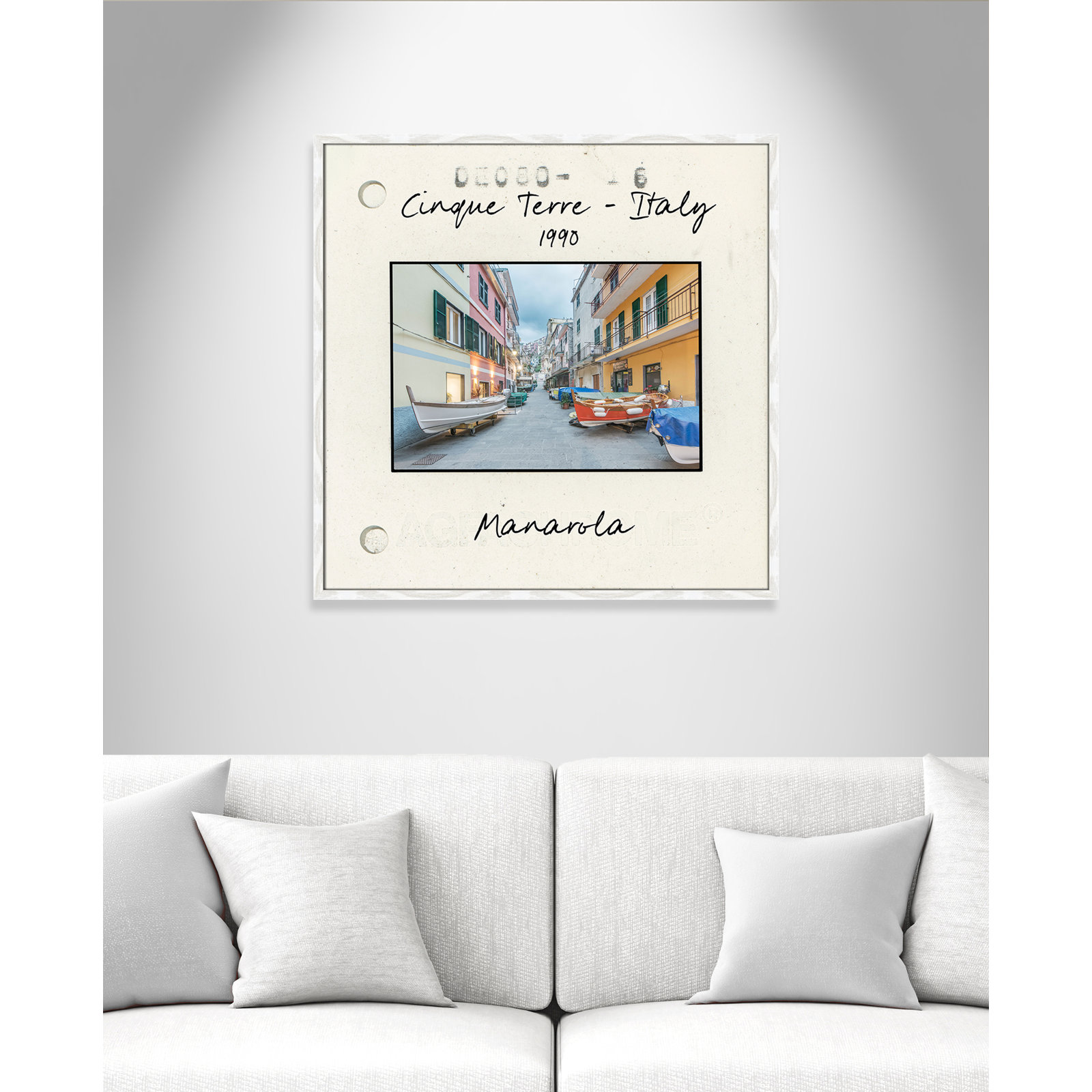 Ritona "Cinque Terre - Manarola" Print, White Single Picture Framed Paper, 32" H x 32" W x 0.75" D