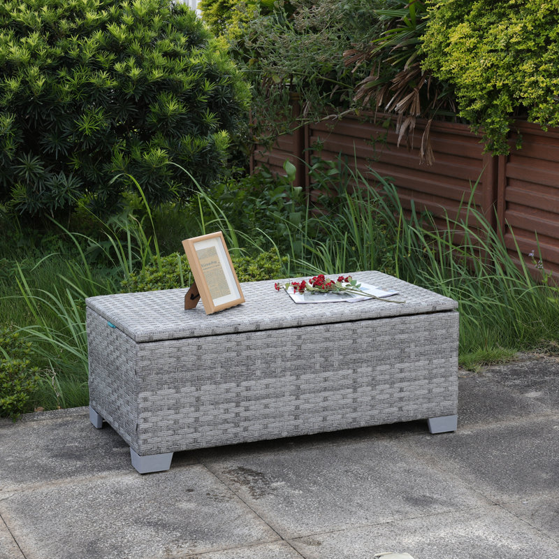 Table d'extérieur avec rangement et table de patio, Gris