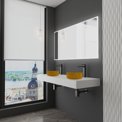Lavabos vasques rondes en cristal noir 14 "avec base blanche 60" Scotch