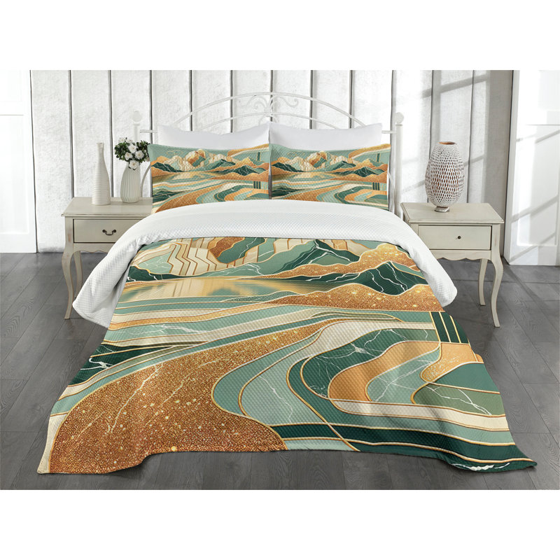 Polyester Abstract Coverlet, King Coverlet / Bedspread + 2 Standard Shams