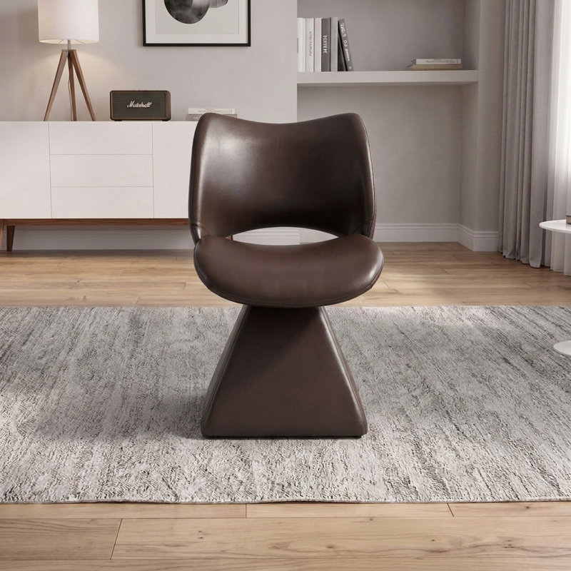 Chaise pivotante moderne avec siège rembourré et dossier haut, Dark Brown