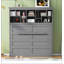 Grand lit escamotable mural avec tablettes supérieures et USB, gris-1903492156