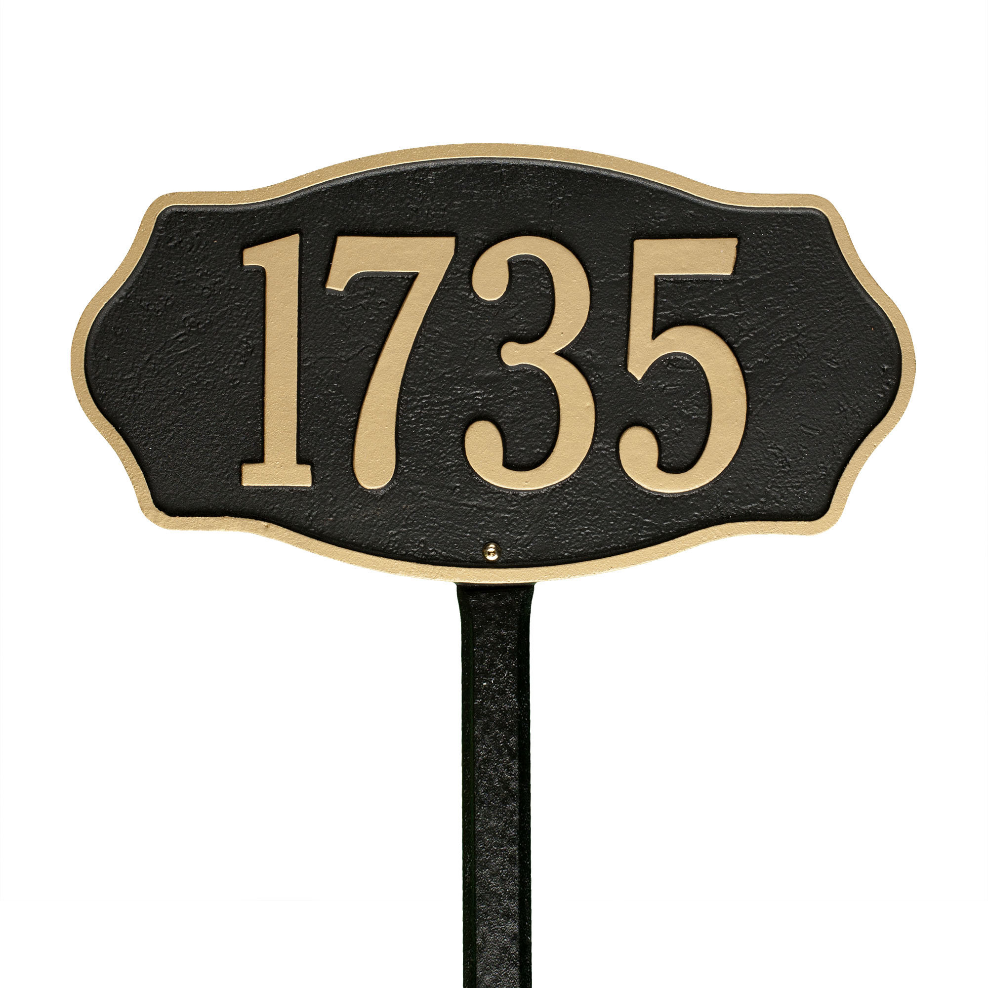 Hampshire 1-Line Lawn Address Sign, Black/Gold, Yes