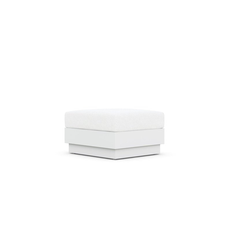 Porto Outdoor Ottoman with Cushion, Matte White Frame/Cloud Cushion