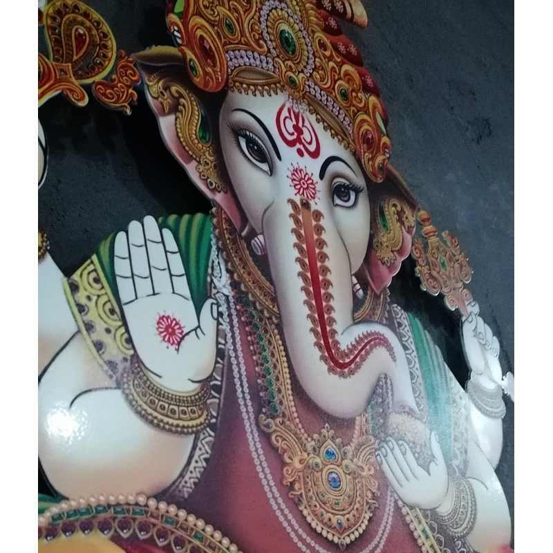 Décoration murale colorée en métal Ganesha, décoration murale Ganapathi, H 42 po x l 35 po x P 0,5 po