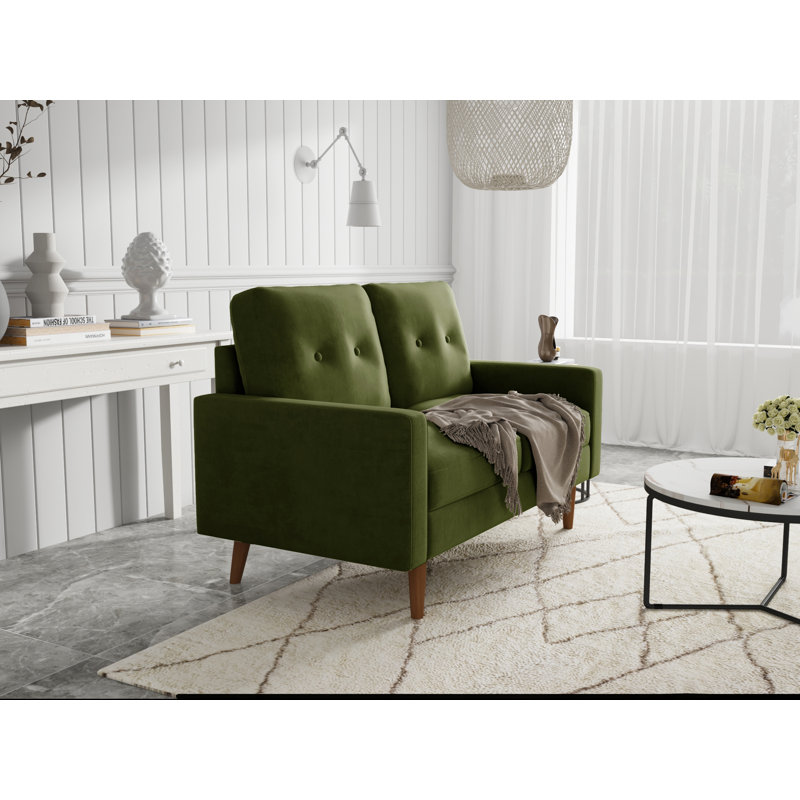 Causeuse à accoudoirs carrés de 58 po Kwak, Vert olive