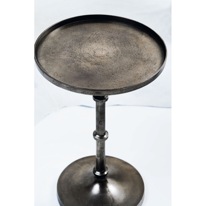 Graphite Black Round Metal End Table