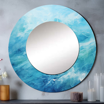 Miroir mural Rushil Azure Blue Lagoon Horizon I - Waves