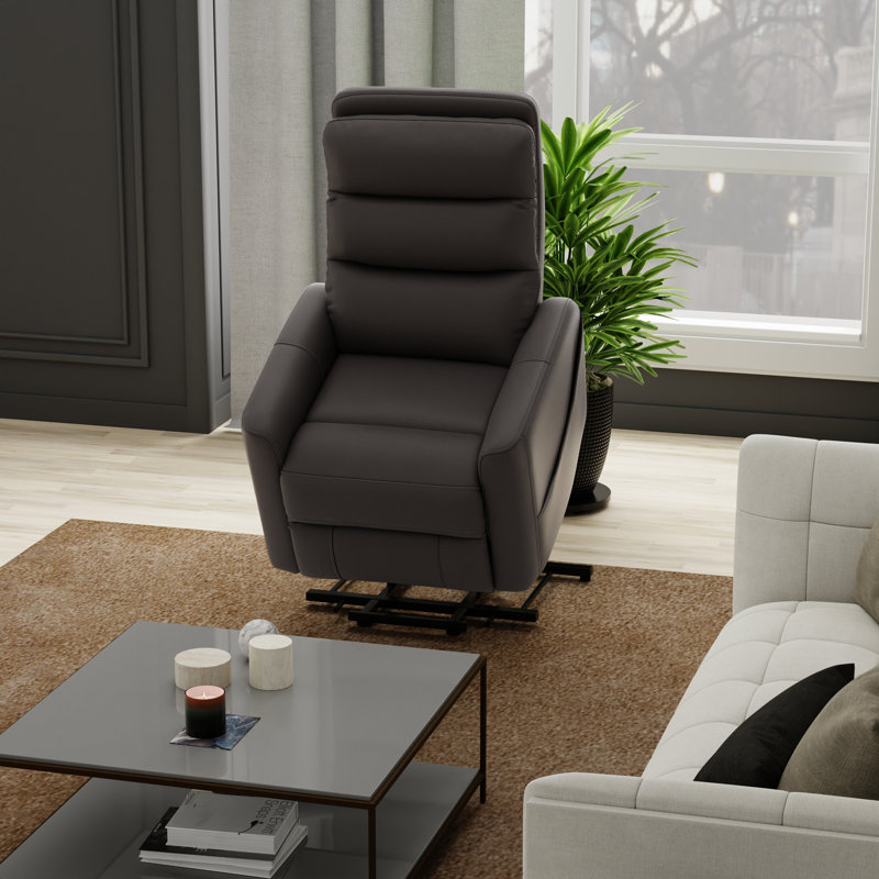 Faux Leather Power Lift Chair in Bentley, Gray