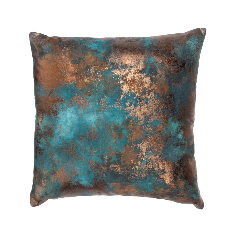 Equilibrium Abstract Linen Blend Throw Pillow, Teal/Antique Bronze Abstract