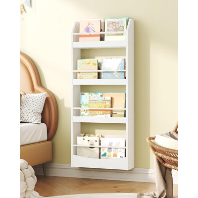 4-tier Wall-mount Kids Bookshelf White