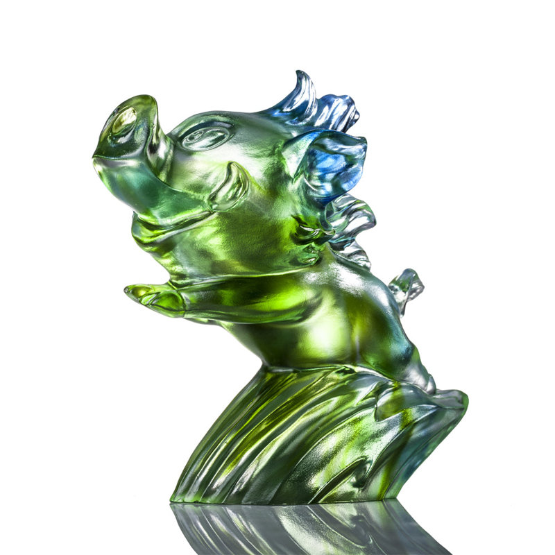 Handmade Animal Figurine, Bluish/Green Clear