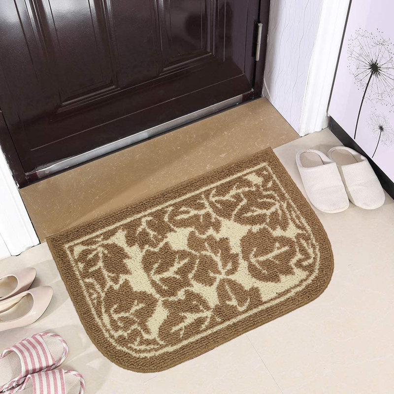 Chamroeun Home Decor luxueux antidérapant avec envers en caoutchouc sécuritaire ultra résistant à l'eau et doux, tissé, durable, tapis, tapis, tapis, intérieur, intérieur, jacquard, tapis de cuisine, feuilles d'érable taupe, ensemble de 2 pièces