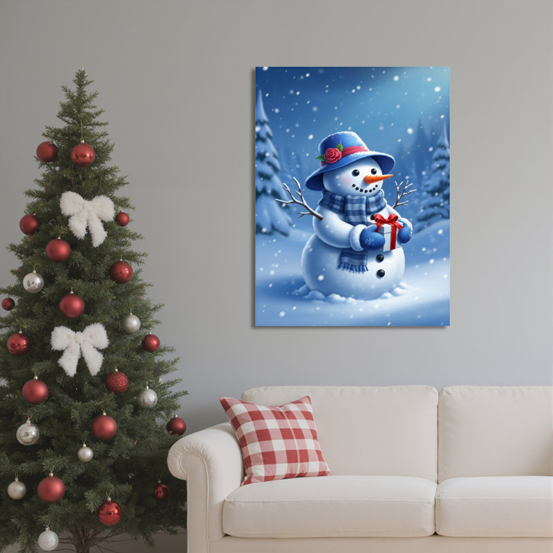 «Snowman Winter», art mural sur toile, H 18 po x l 12 po