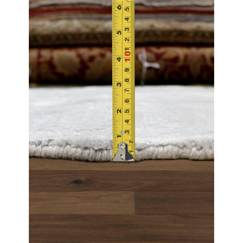 Tapis ivoire / bleu ardoise fabriqué à la main sans motif et sans motif de couleur unie en laine / coton 5 pi 3 po x 7 pi 4 po